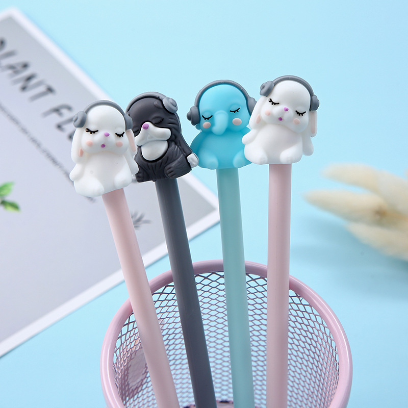 Korean version 2098 Cartoon Animal Party signature Pen, cute multi-color elephant silicone gel pen factory direct sales pic 5