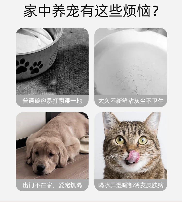 Pet water dispenser, cat automatic water dispenser, live water circulation filtration, large-capacity cat food utensils, Teddy drinking bowl pic 3