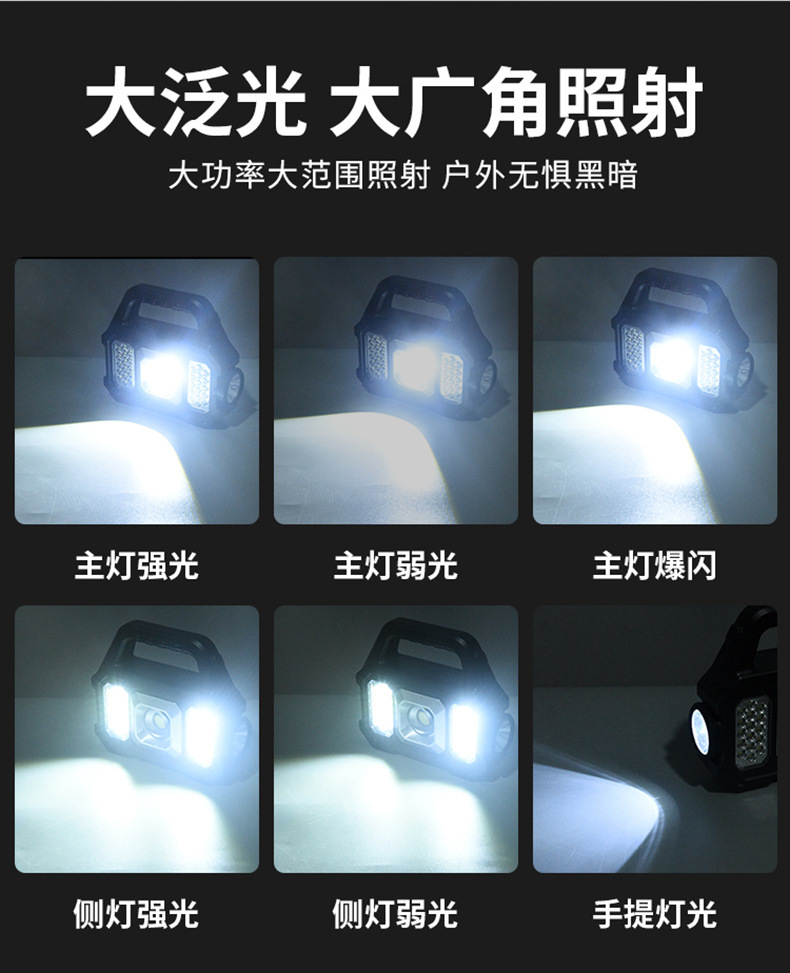 Cross-border direct sales of multi-functional outdoor searchlights, high-intensity flashlights, cob portable lamps, waterproof solar power banks pic 6