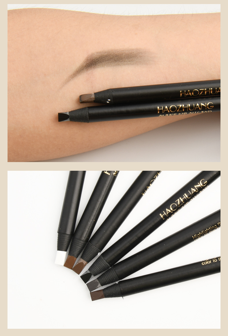 好妆拉线眉笔化妆师纹绣师专用正品硬芯防水防汗不脱色鸭嘴眉笔详情14