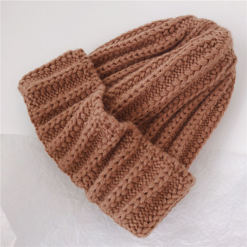 New versatile and in-stock autumn and winter tie-dyed patchwork letter monochrome warm knitted woolen caps for boys, girls, children and toddlers pic 22