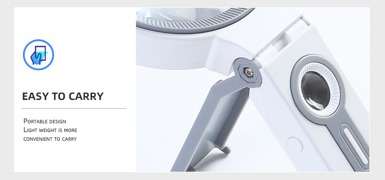 The new 7068 handheld folding dual-purpose magnifying glass with a lamp pic 8