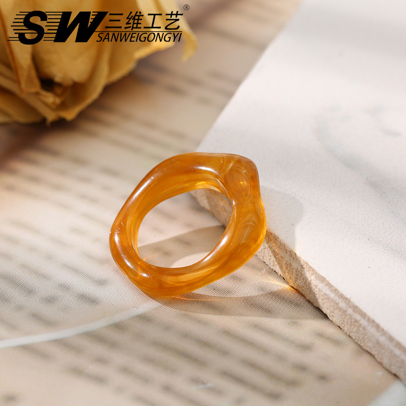 The same resin bright and transparent color ring as Dongdaemun in South Korea, featuring a simple macaron color ring design pic 6