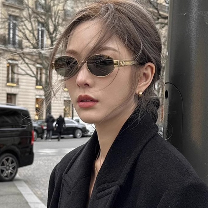 New cat-eye high-definition polarized glasses, oval-shaped personalized metal-framed sunglasses, fashionable and retro sunglasses for female Internet celebrities pic 16