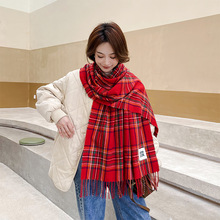 韩版秋冬季加厚女士格子围巾长款保暖仿羊绒流苏围巾披肩厂家批发详情41