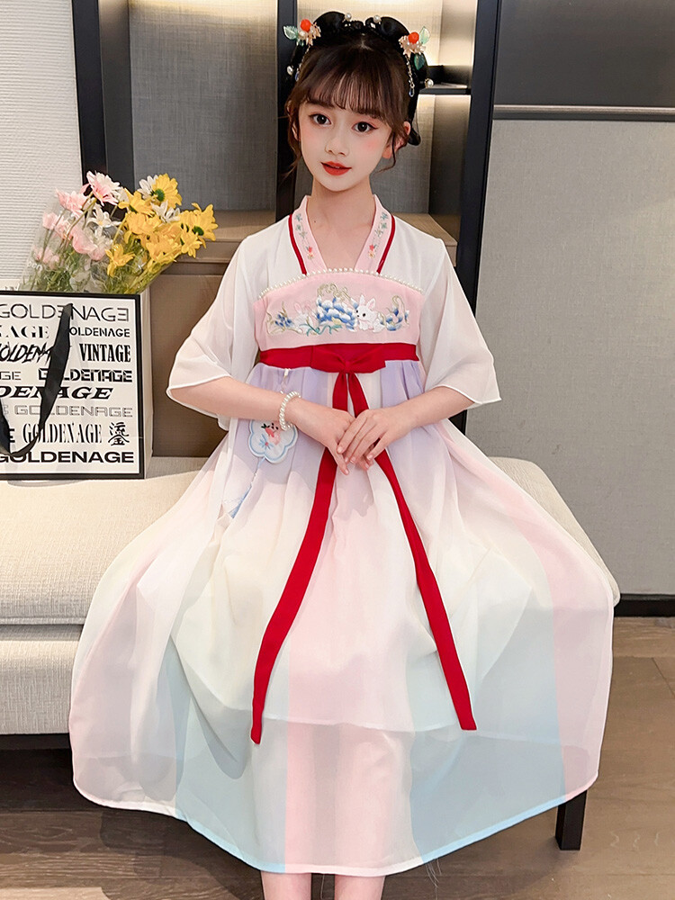汉服女童春薄款中国风襦裙连衣裙古装超仙春季小女孩儿童唐装批发详情47