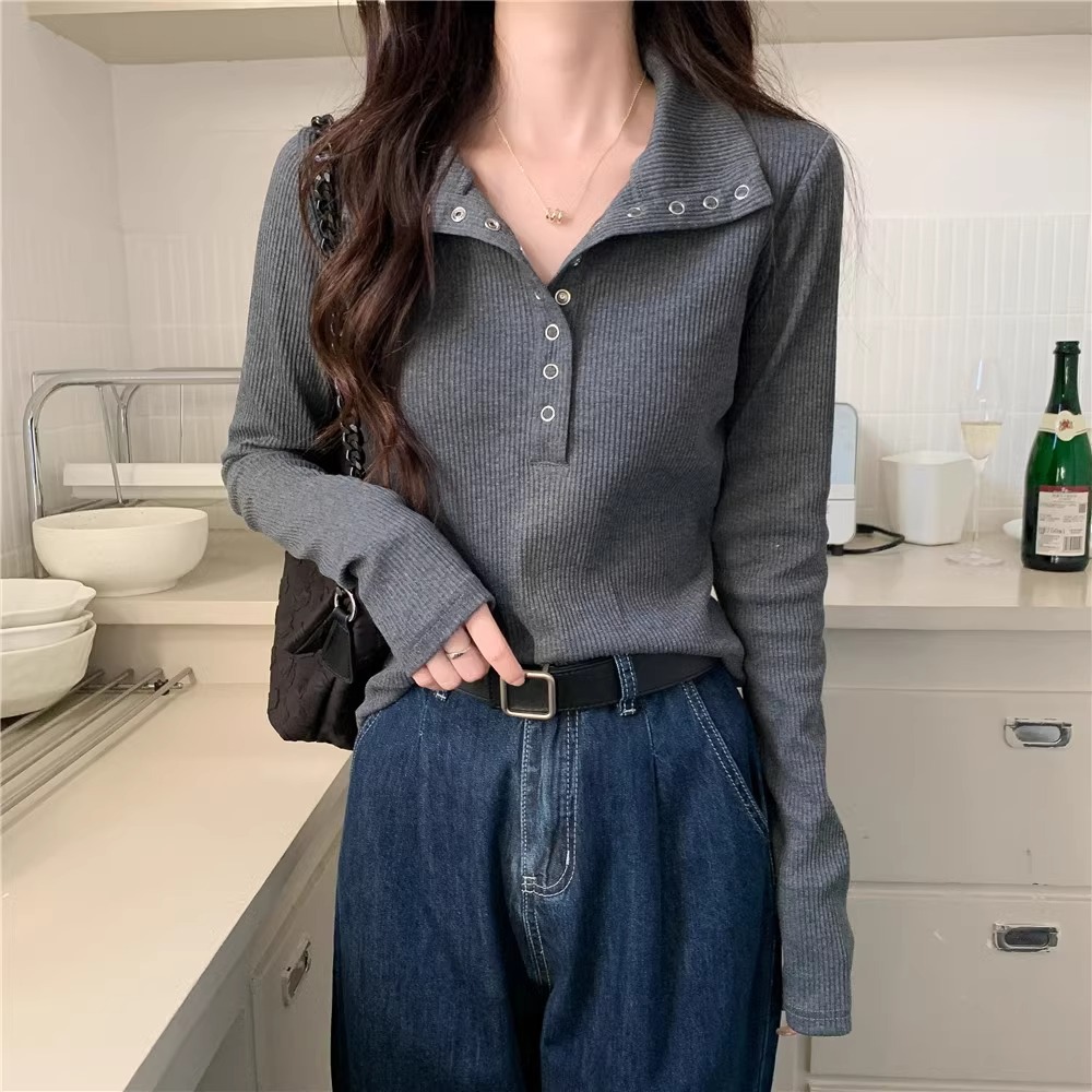 大码微胖正肩显瘦T恤女秋季设计感辣妹修身长袖内搭打底衫上衣潮详情26