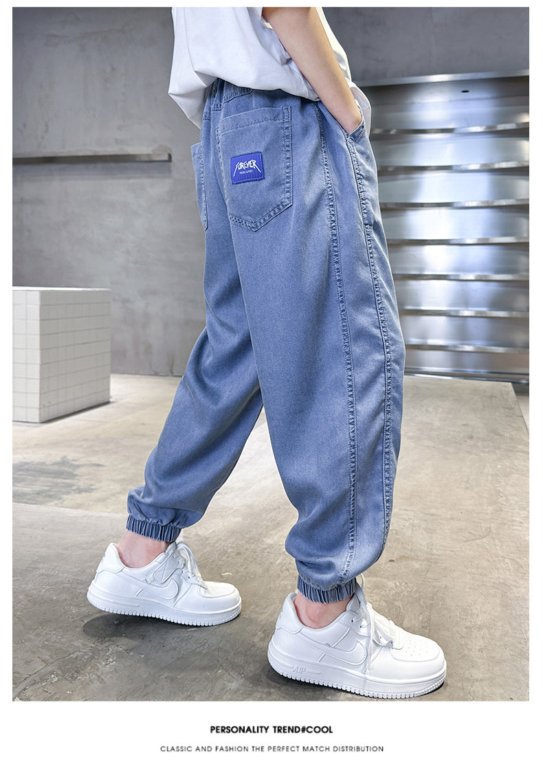 男童夏季裤子薄款天丝牛仔裤2023夏季新款男孩冰丝防蚊裤轻薄透气详情14