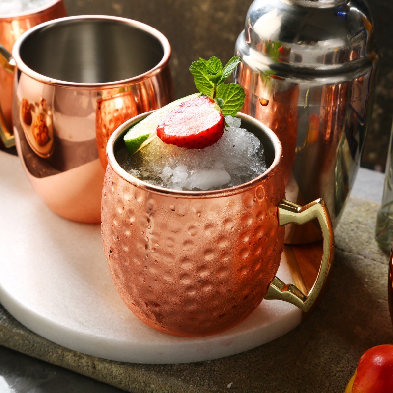 304 stainless steel drum-shaped cup, creative metal beer mug, rose gold water cup, portable cup, copper cup, water cup pic 3