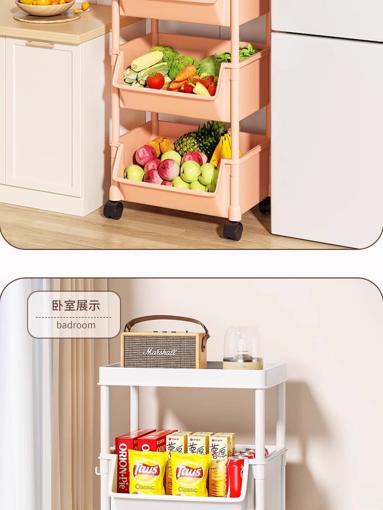 书架可移动置物架落地儿童玩具收纳架子厨房家用零食小推车储物柜详情13