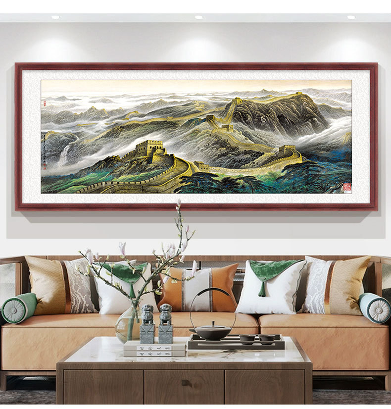 流水生财山水画客厅靠山聚宝盆装饰画定制办公室书房茶室中式挂画详情6