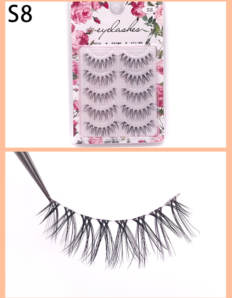 The Internet celebrity mainly promotes the natural five-pair set, transparent stem, sharpened false eyelashes, nude makeup, and realistic three-dimensional eyelash factory wholesale pic 10
