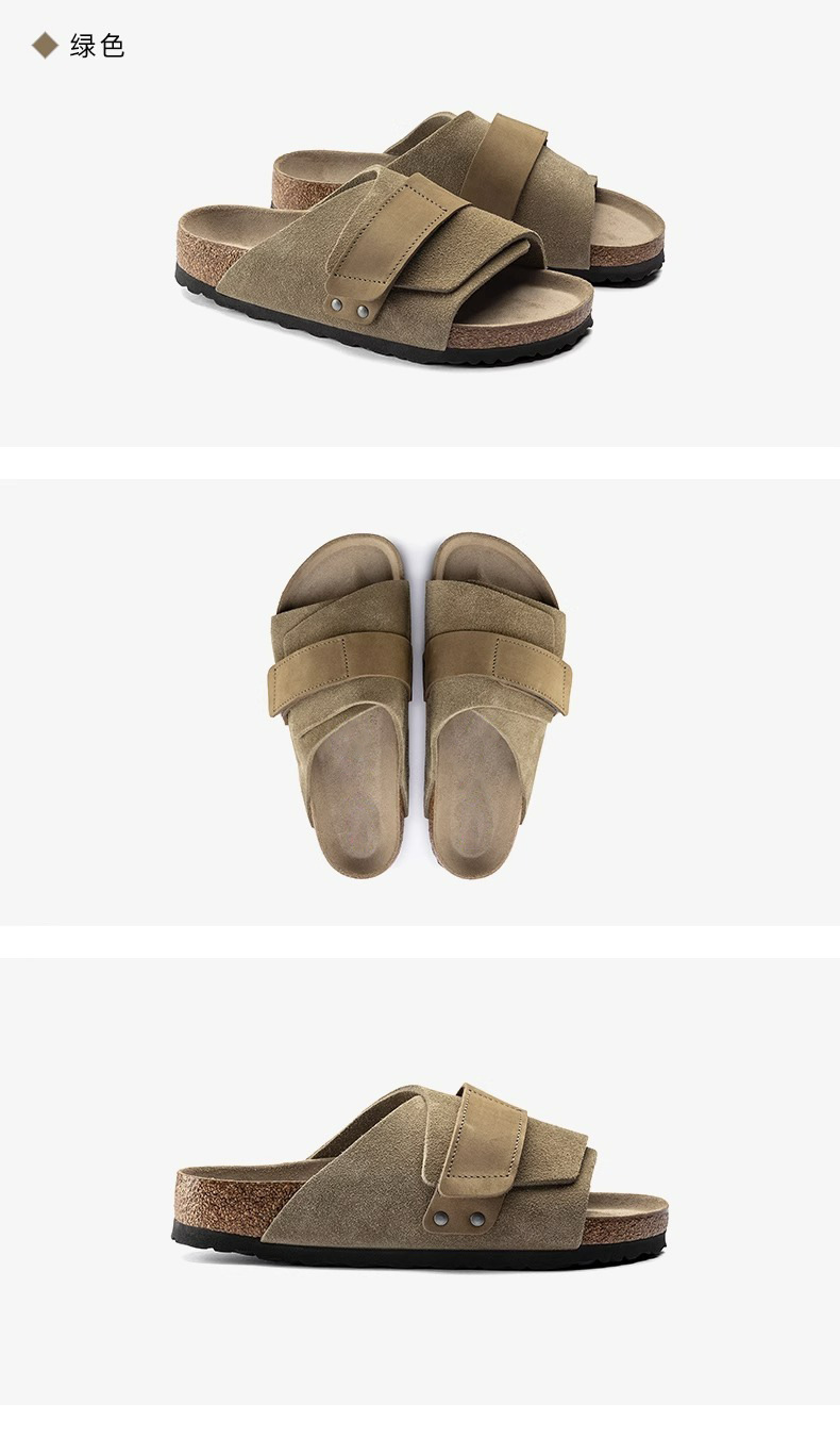 BK勃肯鞋男女款真皮软木底博肯凉拖鞋夏季外穿全牛皮魔术贴一字拖详情14