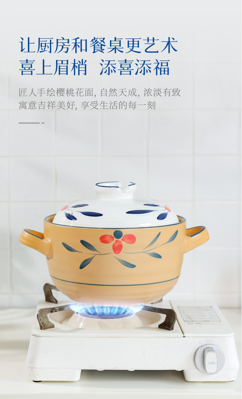 Retro clay pot stew pot for making soup, household open flame high-temperature resistant gas stove, special ceramic Japanese-style clay pot and tile pot pic 3