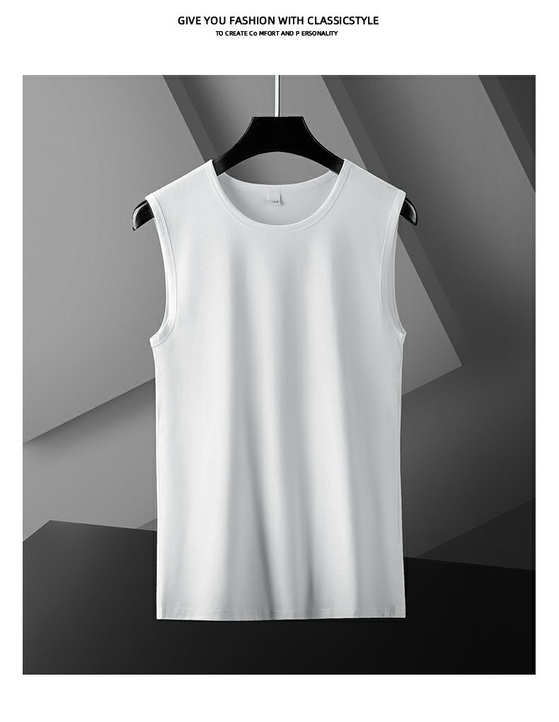 冰丝感莫代尔背心男士夏季薄款坎肩运动健身跨栏速干内穿无袖t恤详情14
