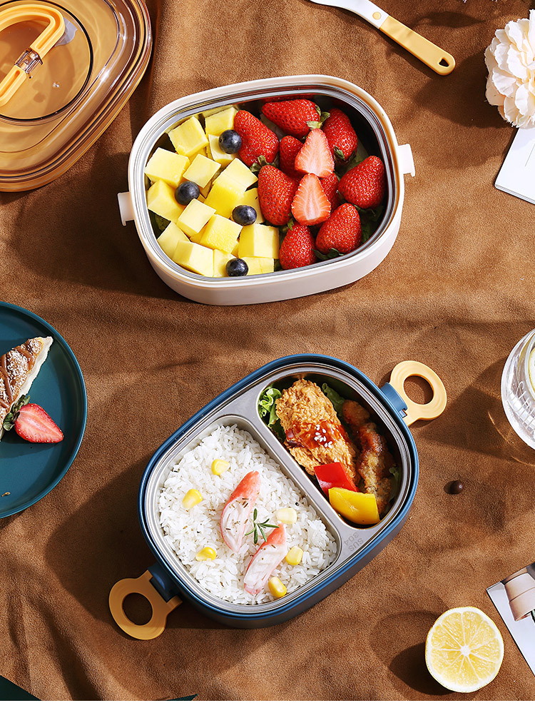 INS网红椭圆双层不锈钢饭盒 学生便当盒便携成人食堂办公保温餐盒详情14