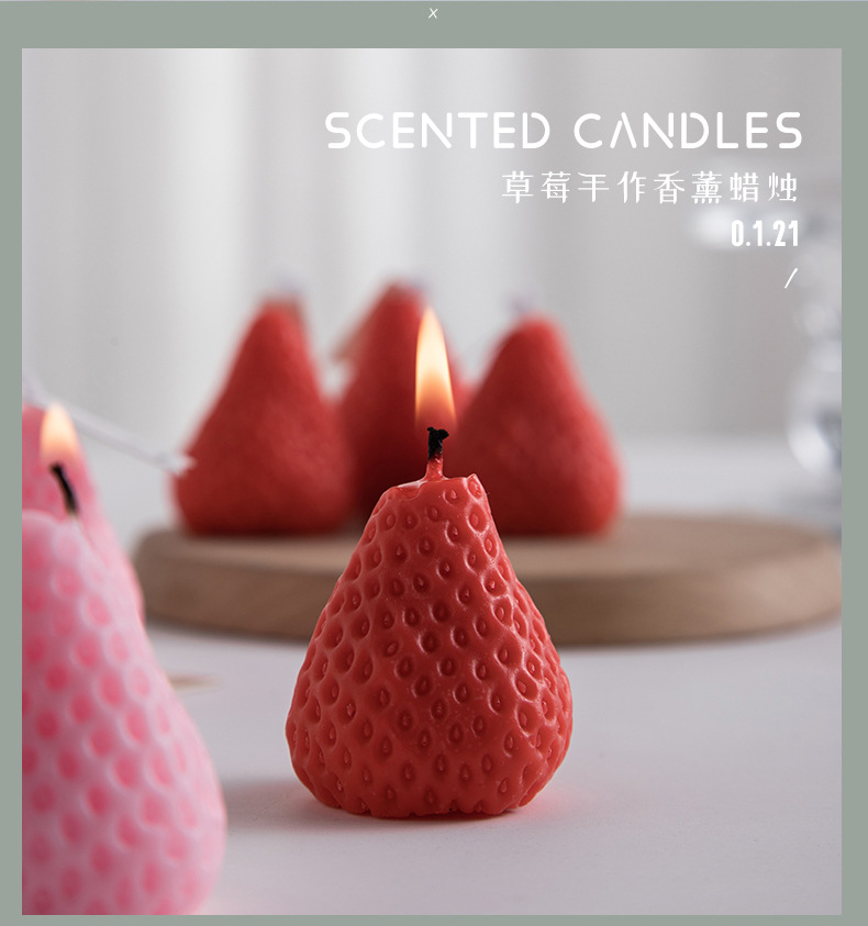 Wholesale of soy wax scented strawberry candles in gift box set. Cute and creative birthday gifts. Strawberry scented candles pic 5