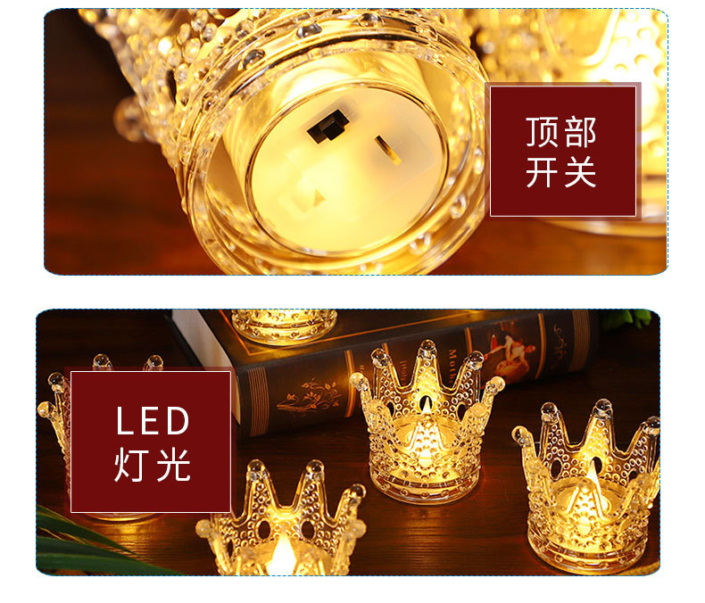 Amazon transparent candle light, crown electronic candle, led light, desktop anti-realistic candle, golden heart-shaped night light pic 7