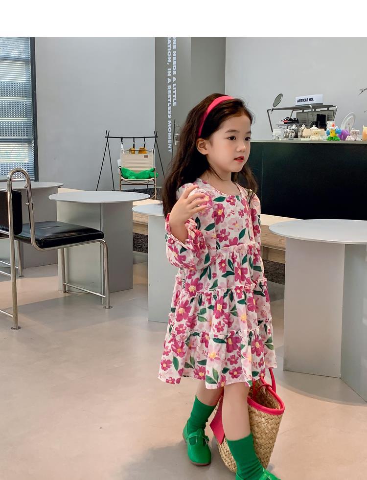 图图小象女童秋季童装儿童韩版碎花连衣裙洋气针织开衫宝宝套装详情47