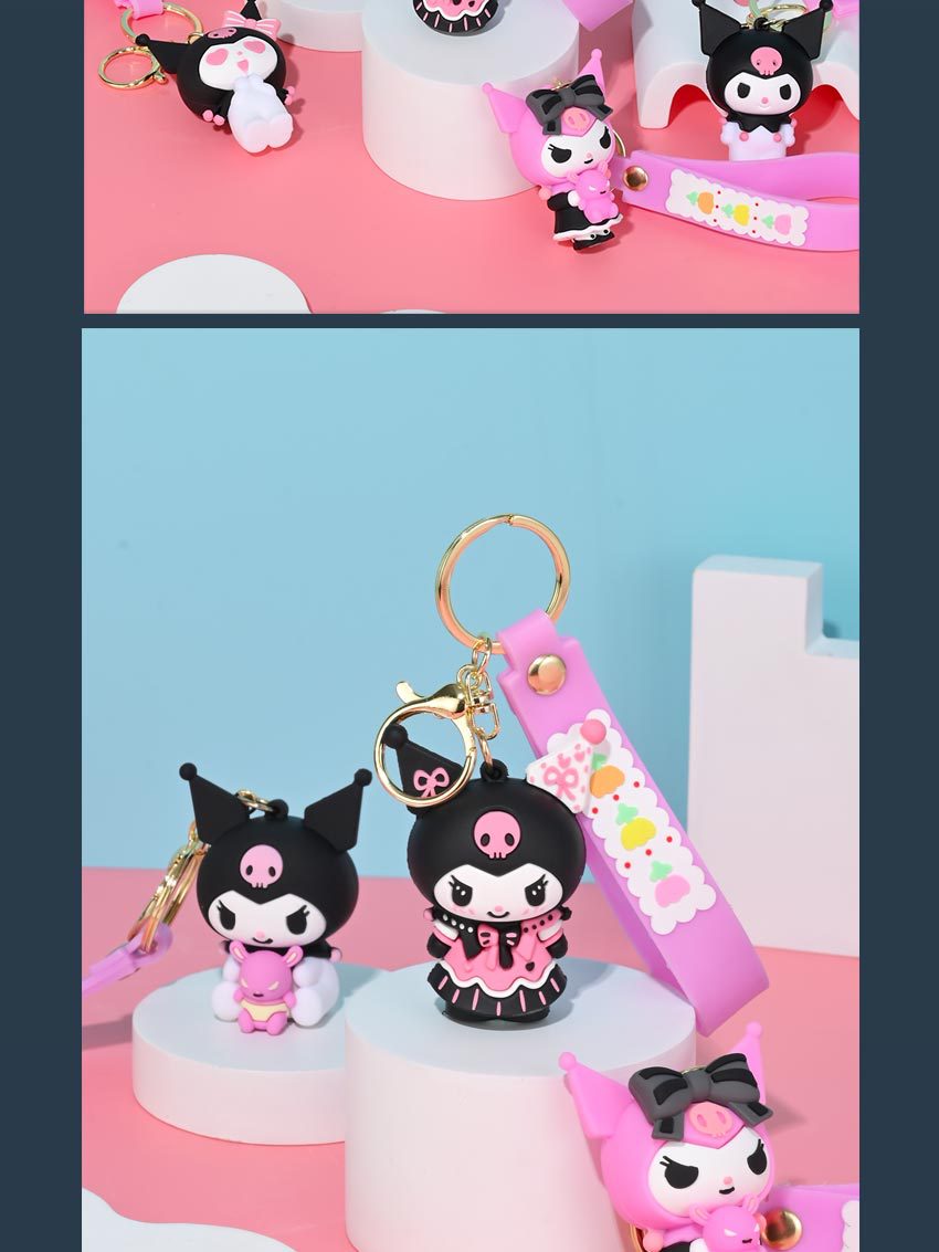 三丽鸥库洛米钥匙扣卡通3D公仔书包挂件小礼品pvc软胶钥匙扣挂件详情8