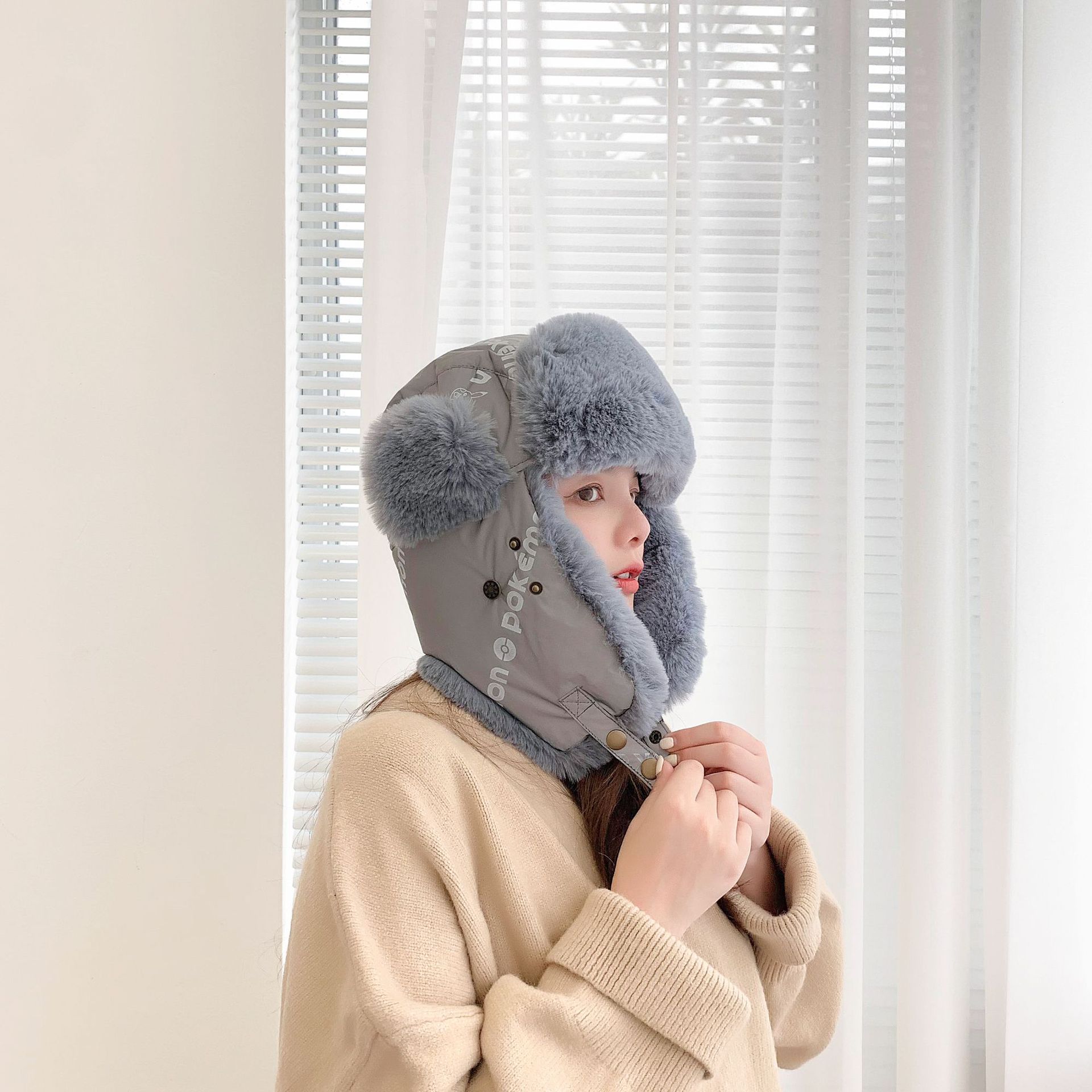 跨境反光雷锋帽带口罩骑车防风男护耳脖东北滑雪冬季帽子女保暖帽详情5