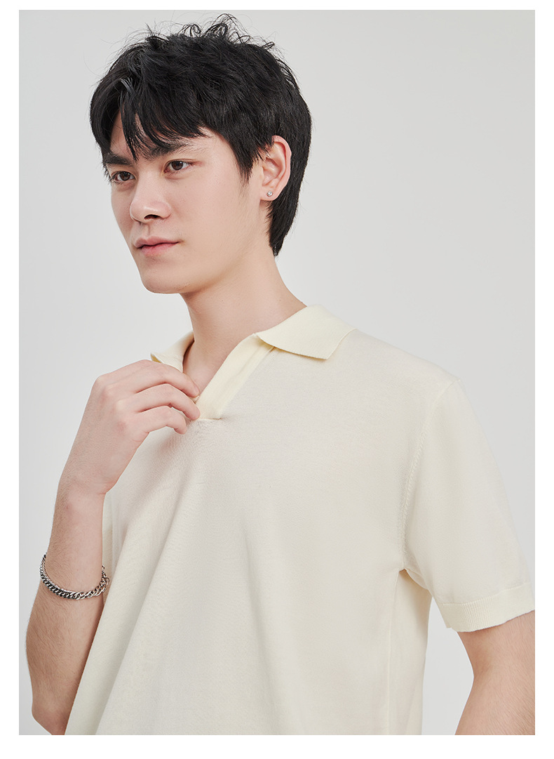 APO男装|简约针织短袖t恤男士2024夏季新款纯色设计垂感POLO衫男详情31