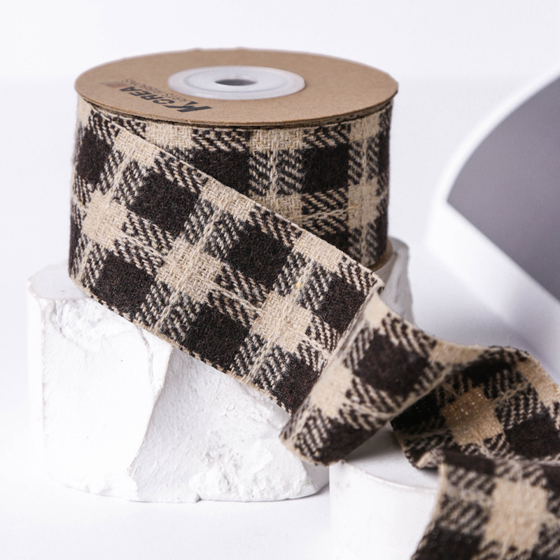 DIY cotton and linen color-blocked checkered webbing, bow tie hair accessories, hair bands, clothes, bow tie accessories, gifts, flower packaging pic 9