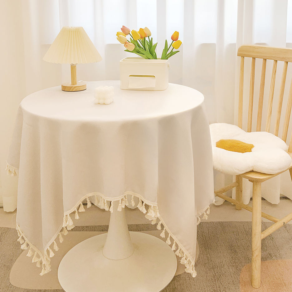 日式流苏棉麻桌布ins风小清新书桌装饰布氛围感圆桌茶几餐桌台布详情7