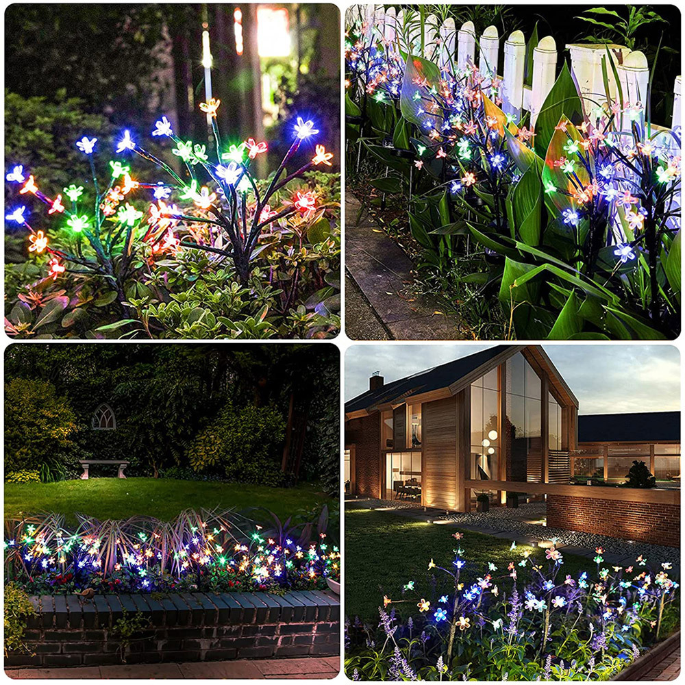 Direct sales from the manufacturer of solar-powered cherry blossom lights, LED outdoor courtyard ground-penetrating lawn and garden branch and flower decorative lights pic 9