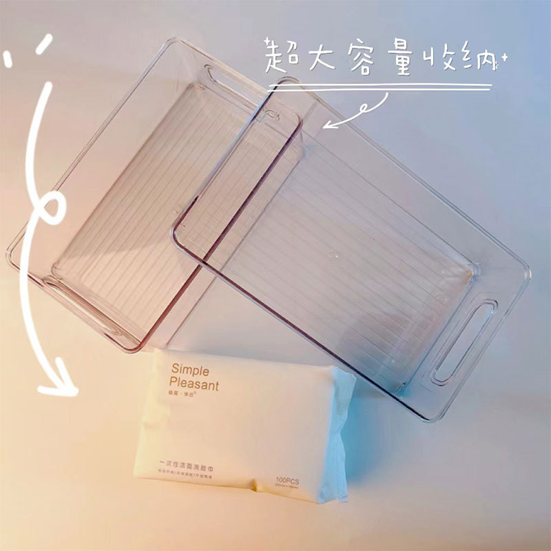 Grapefruit transparent acrylic storage box, student stationery, office desk storage basket, cosmetics drawer, household items pic 11