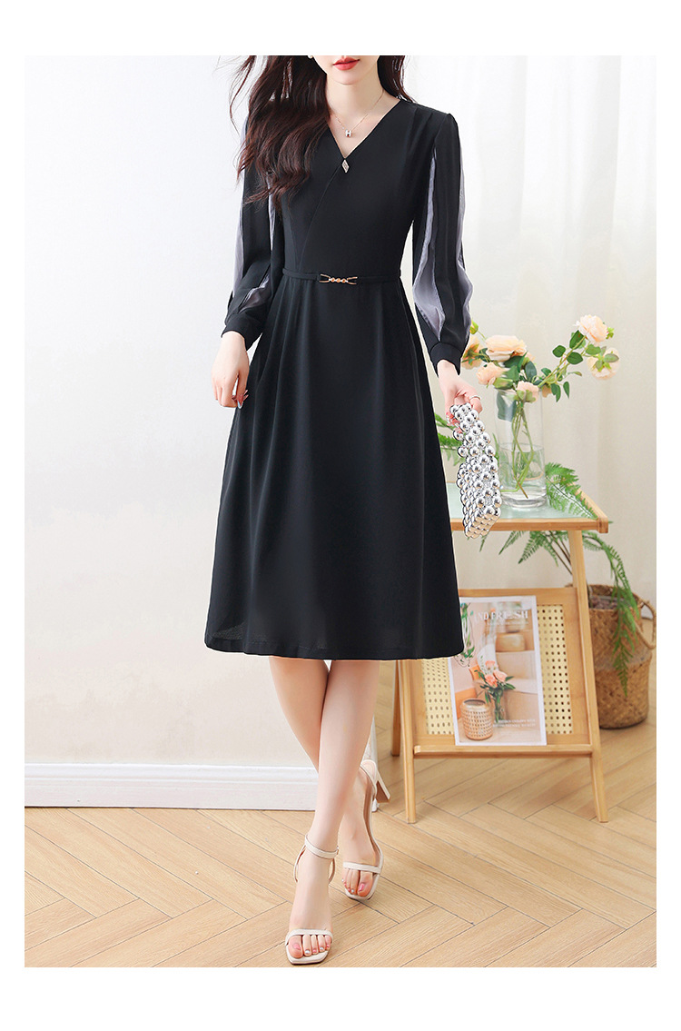 2024 real de mediana edad mamá vestido de aire vestido de otoño nuevo vestido de mujer primavera otoño temperamento de alta gama manga larga falda pic 13