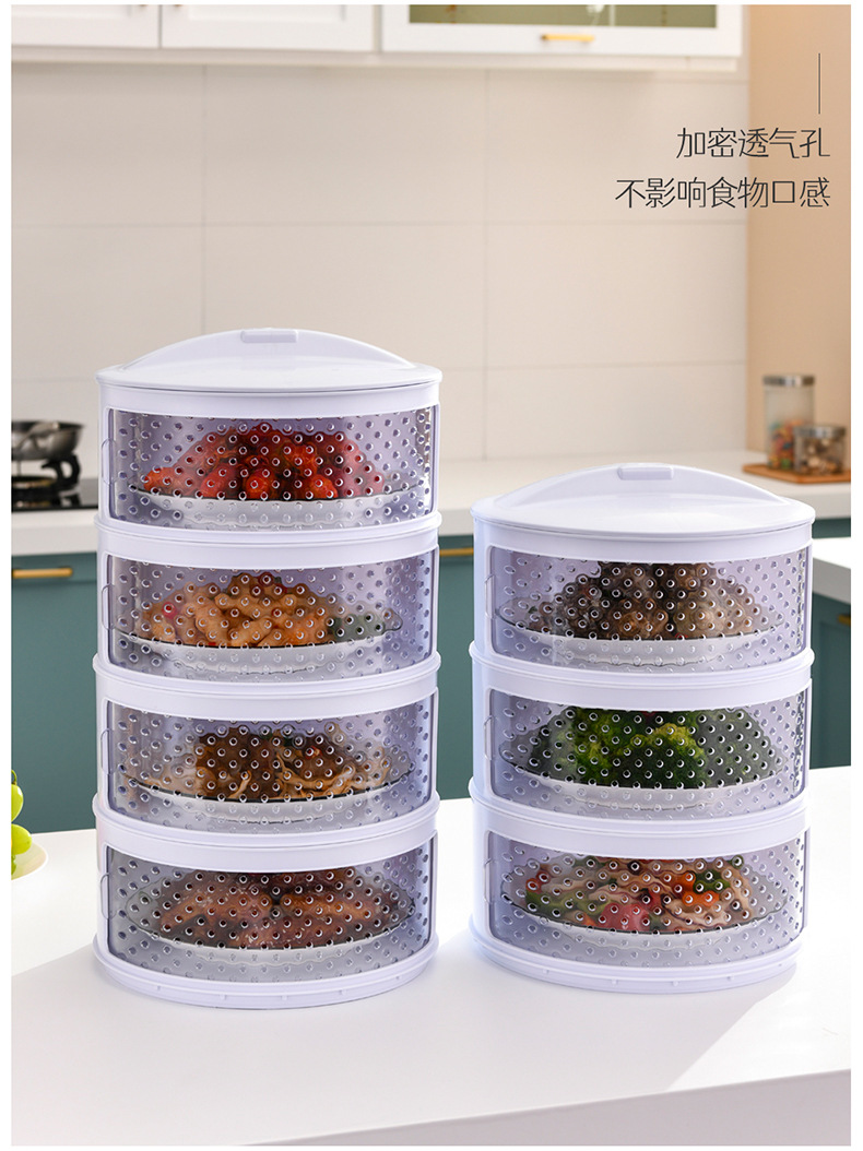 Breathable and heat-insulating vegetable cover, kitchen transparent plastic multi-layer food cover, summer dining table mosquito and fly-proof preservation cover pic 29
