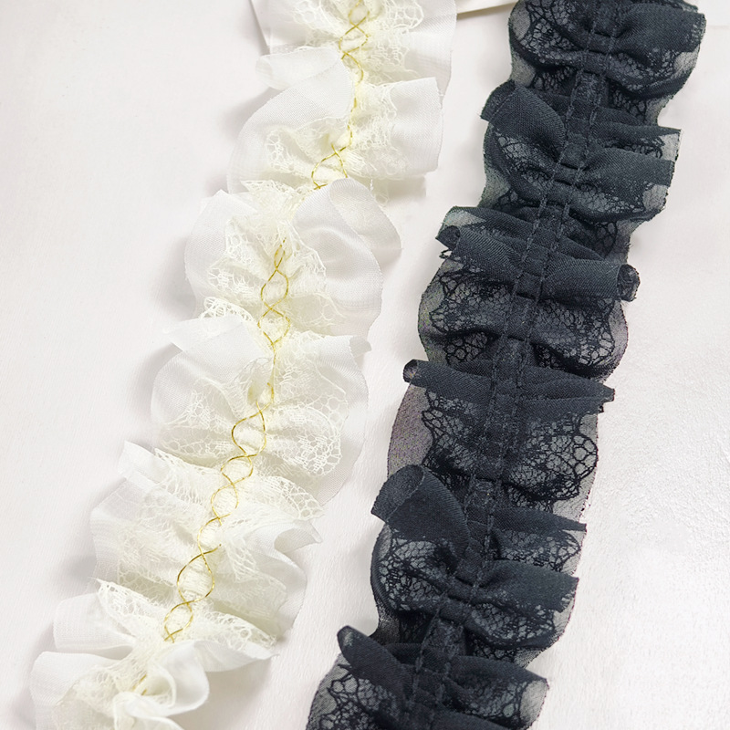 田园风蕾丝褶皱金丝线花边衣服领袖口装饰DIY手工娃娃雪纺辅料详情2