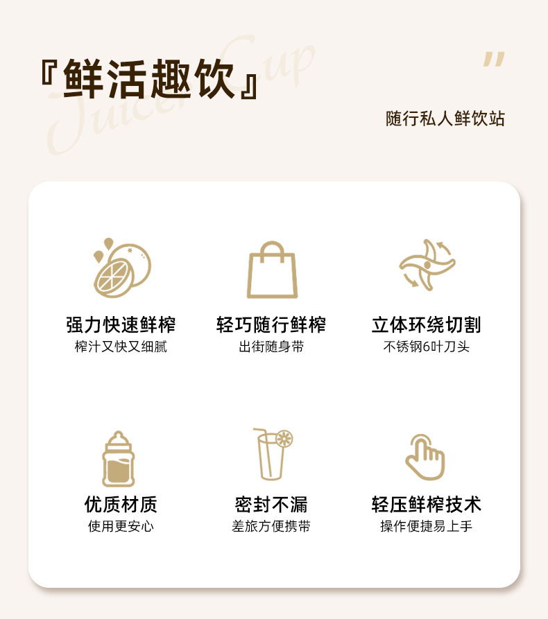 榨汁杯充电迷你电动榨汁机小型便携式果汁机家用多功能水果搅拌机详情6