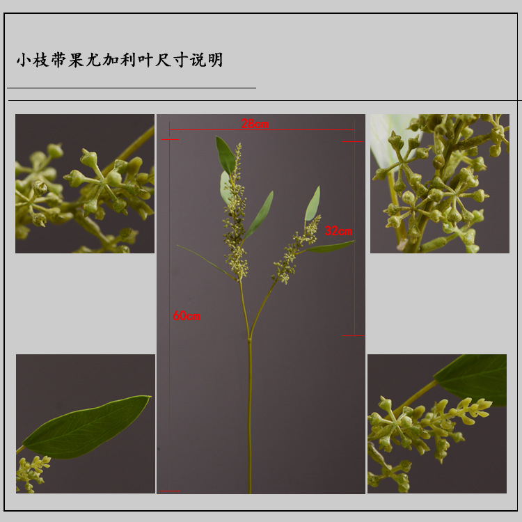 Dongli Flower Industry Decoration Green Nordic Home Artificial Flower Plants Wholesale Flower arrangement materials Artificial leaves, small branches with fruits eucalyptus leaves pic 3