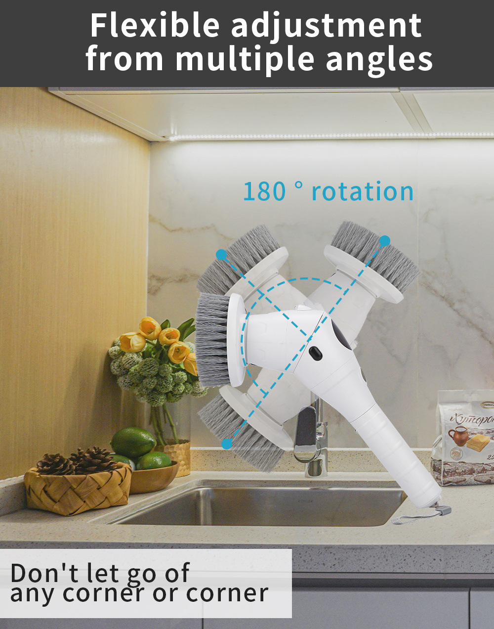 The new electric cleaning brush features an 8-in-1 display screen, three-position rotatable night light, and is a multi-functional waterproof wireless cleaning brush pic 17