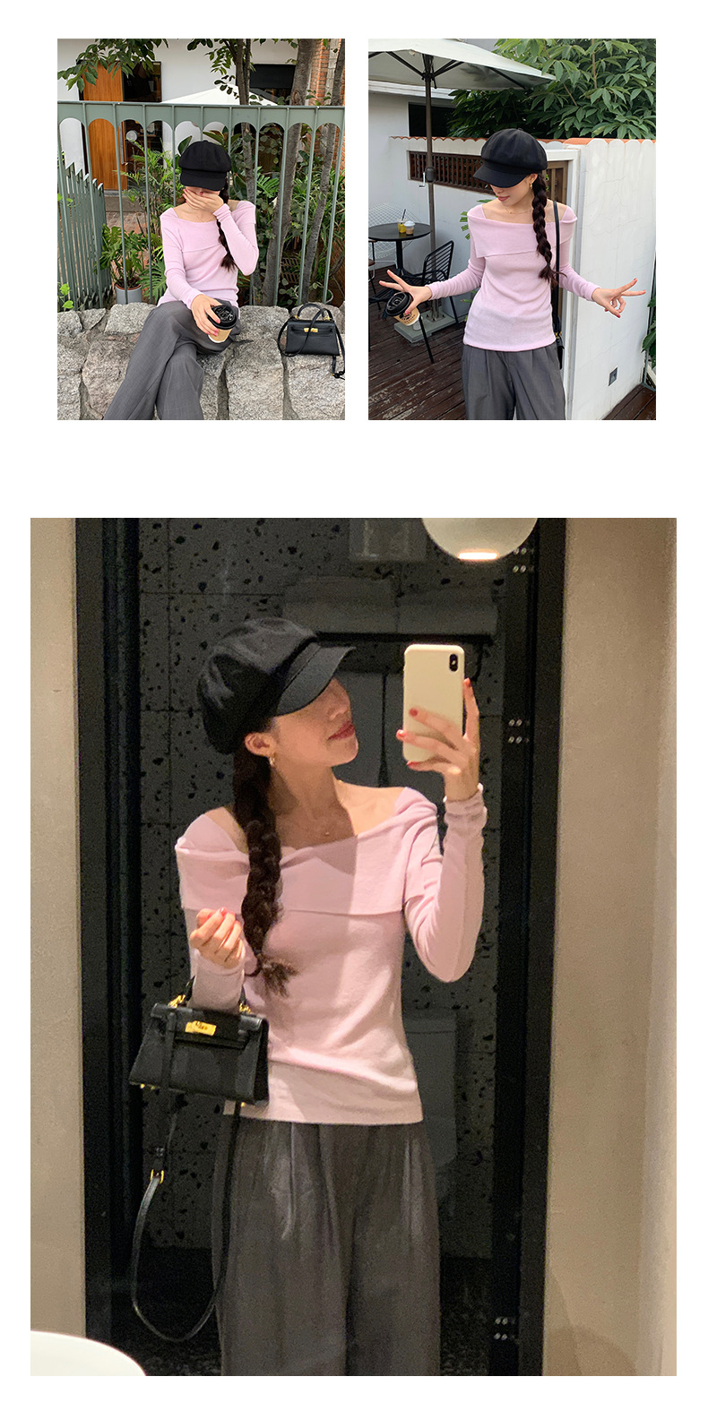 黄峥设计感气质薄款女式针织衫2023秋季韩版显瘦休闲上衣133MT131详情14