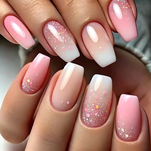 Wholesale of simple flower-shaped nail nails, white edge French nail patches, cross-border bestsellers, whitening wearable nails pic 15