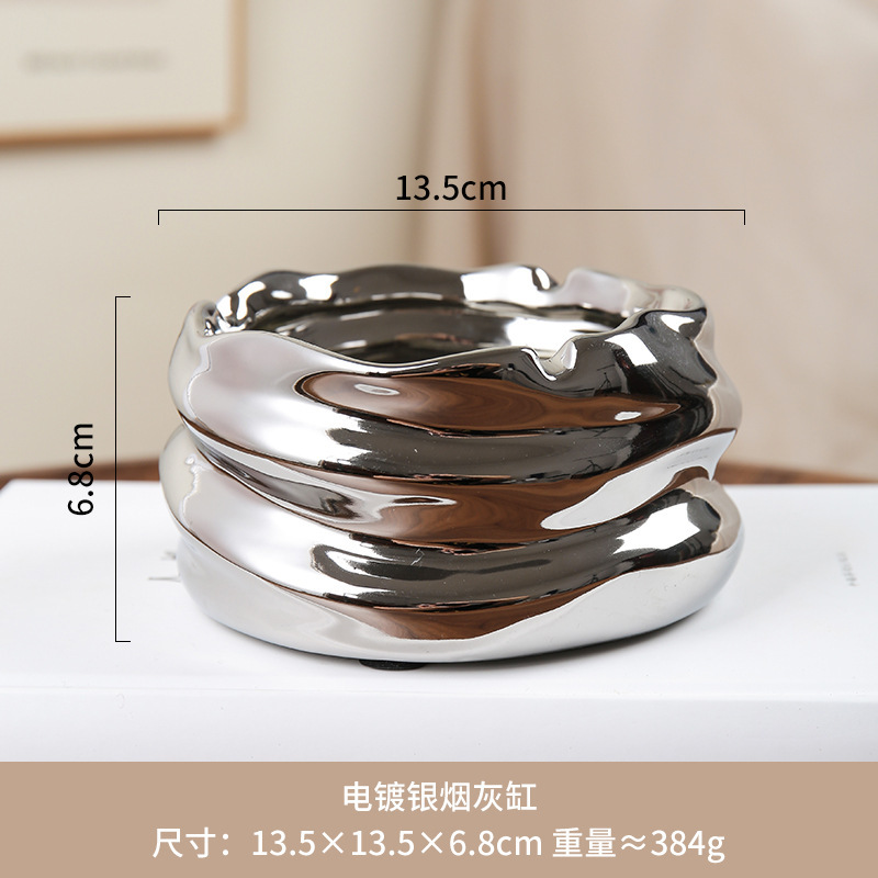 A creative, unique and niche mirror-finished ceramic ashtray storage and decoration item for home living rooms pic 1