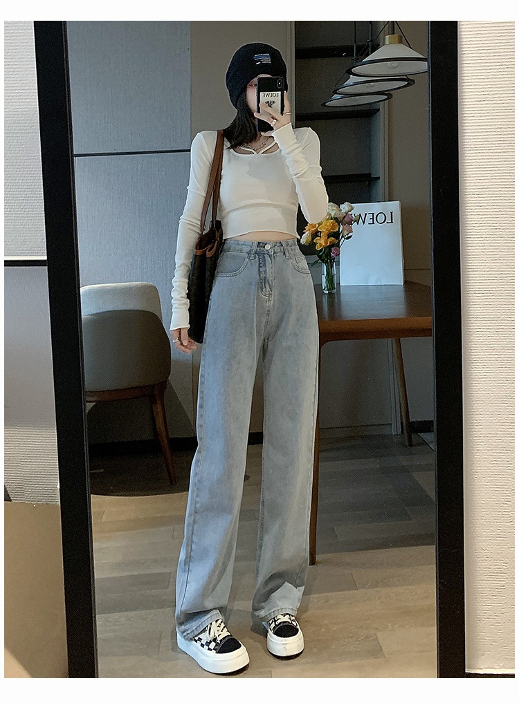 高腰阔腿牛仔裤女2022年夏季薄款显瘦百搭垂感直筒拖地裤子辣妹潮详情28