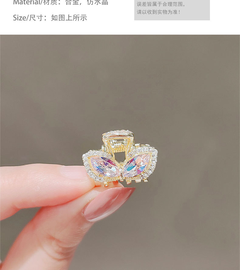 日系可爱兔耳朵发夹刘海夹少女粉色仿水晶小发抓夹顶夹详情7