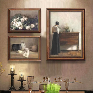 American-style entrance foyer hanging paintings, modern art, European-style vertical corridor and passageway decorative paintings, grand murals, large size pic 3