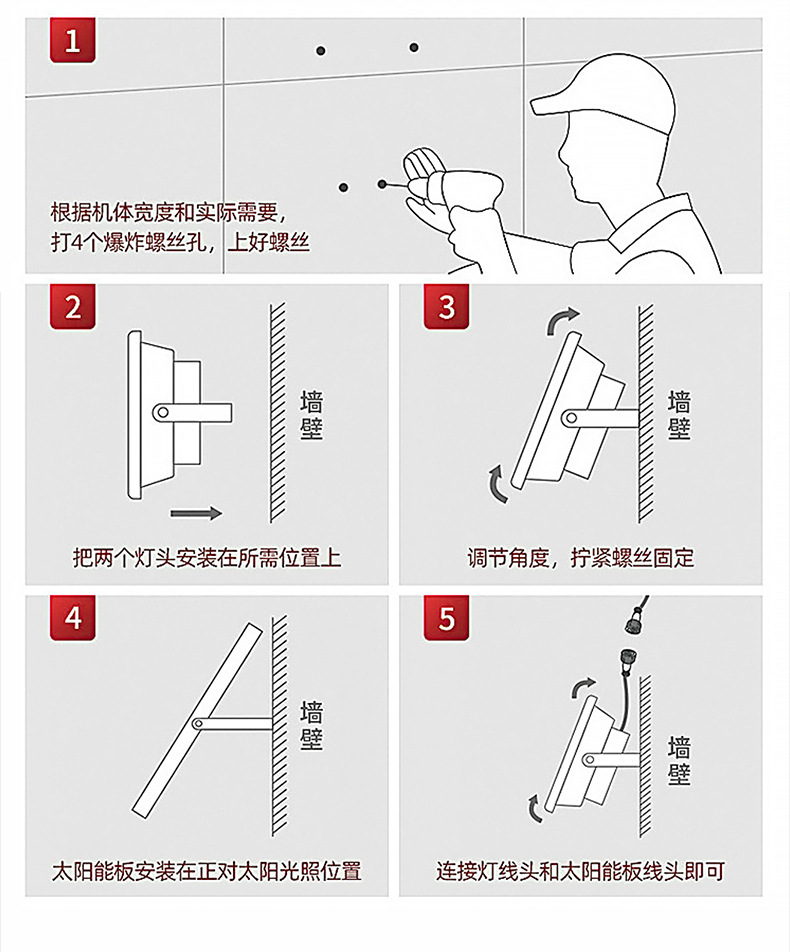 Zhongqian Optoelectronics solar floodlights, outdoor garden lights, New rural ultra-bright high-power outdoor solar lights pic 15