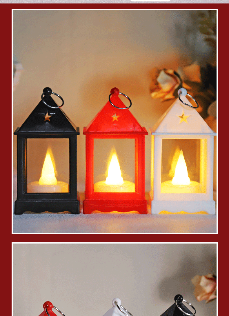 Christmas small wind lamps, festive retro small oil lamps, plastic wind lamps, led candle lamps, home decoration, desktop ornaments pic 7
