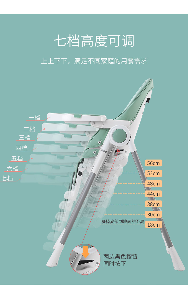 IVOLIA 婴儿餐椅多功能便携式可折叠儿童餐椅家用吃饭宝宝餐桌椅子可躺可睡详情13