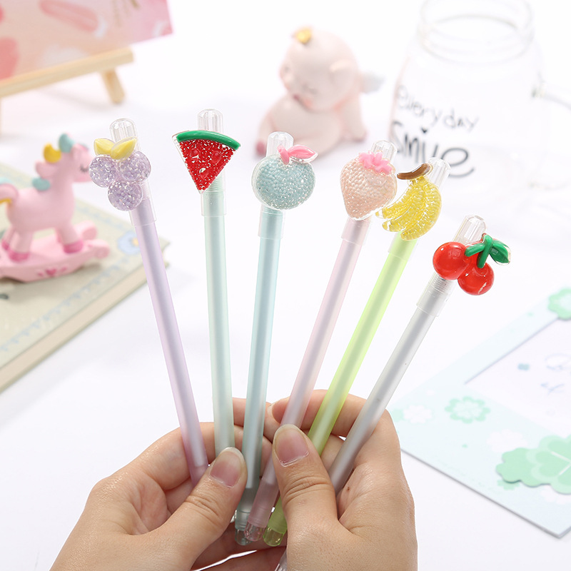 Wholesale of 2020 new student stationery pens, business gifts, Qicaixuan factory direct supply, fruit and candy gel pens pic 3