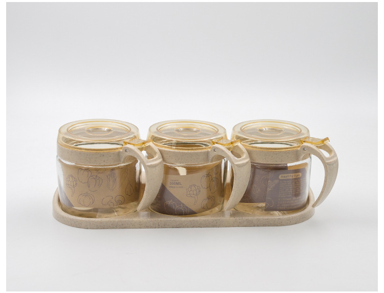 Wholesale glass round four-color glass bottles, daily necessities, kitchen sorting, seasoning boxes, seasoning bottles, self-sold by the manufacturer pic 10