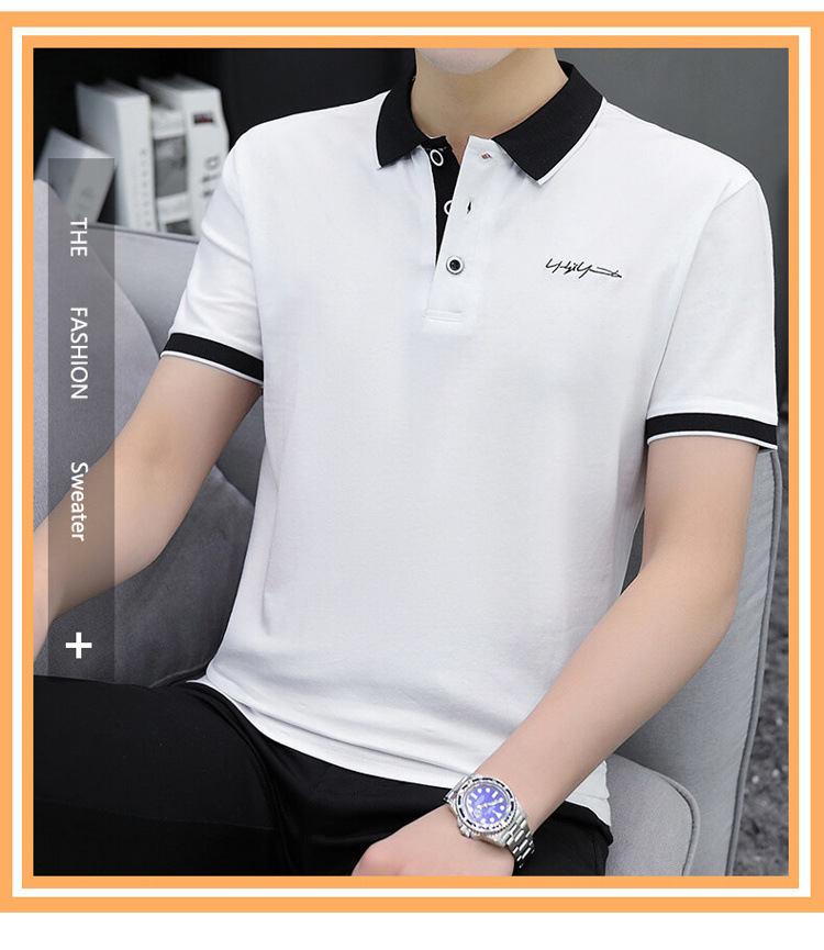 爆款纯棉短袖T恤男夏季新款翻领polo衫男士潮流详情2