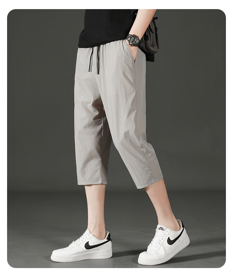 Ice Silk Seven-inch Pants for men 2024 Summer, a thin and trendy brand, loose beach pants for men, sporty and casual shorts for men pic 13