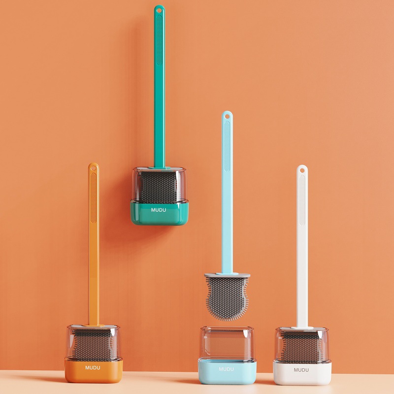 The new popular silicone toilet brush is a perfect tool for cleaning toilets without any blind spots. It is a wall-mounted brush for home bathroom cleaning pic 1